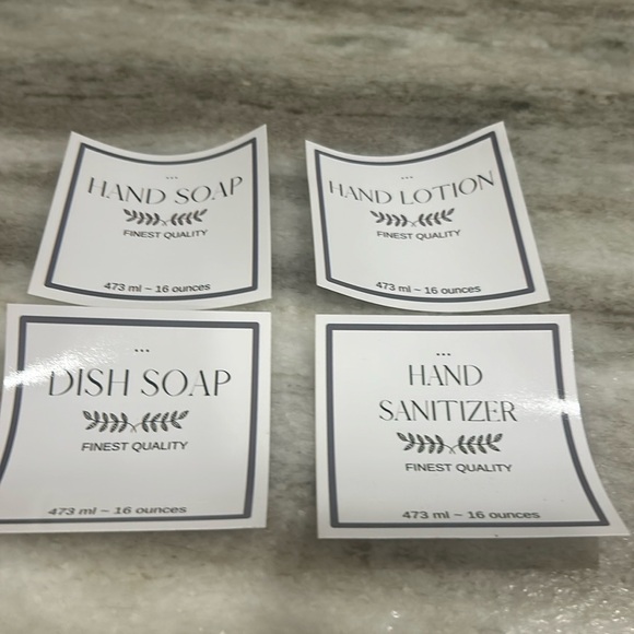 Set/4 Waterproof Hand Dish soap Lotion Organization Labels - Picture 2 of 2